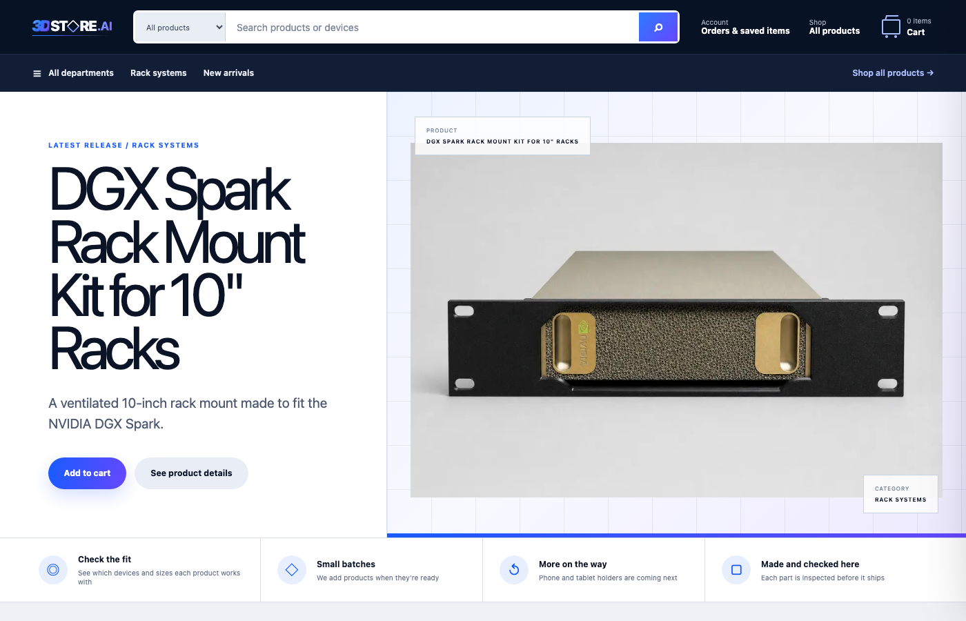 3DStore.ai — Small-batch mounts and holders for everyday hardware