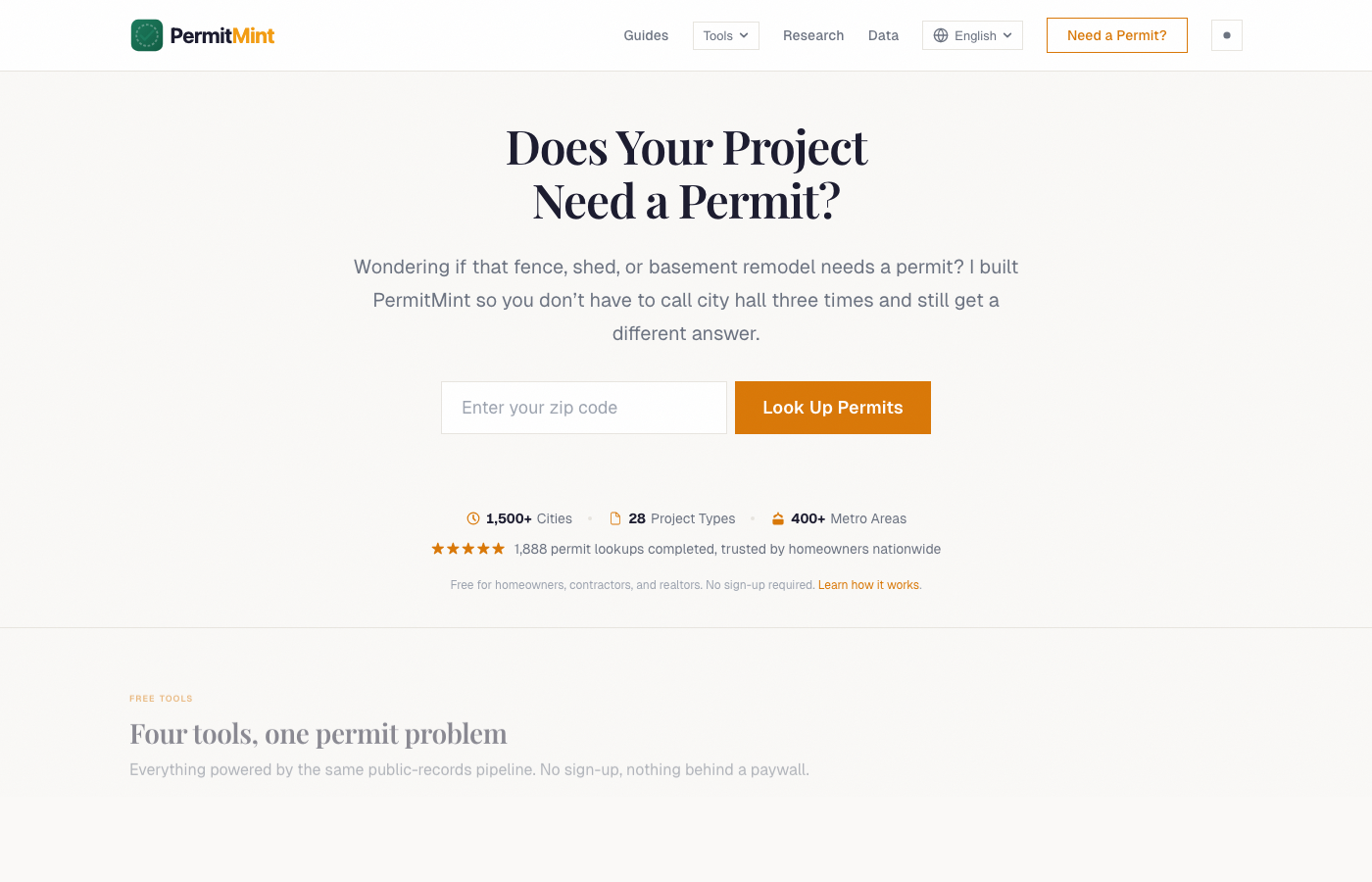 PermitMint — Building permit lookup tool