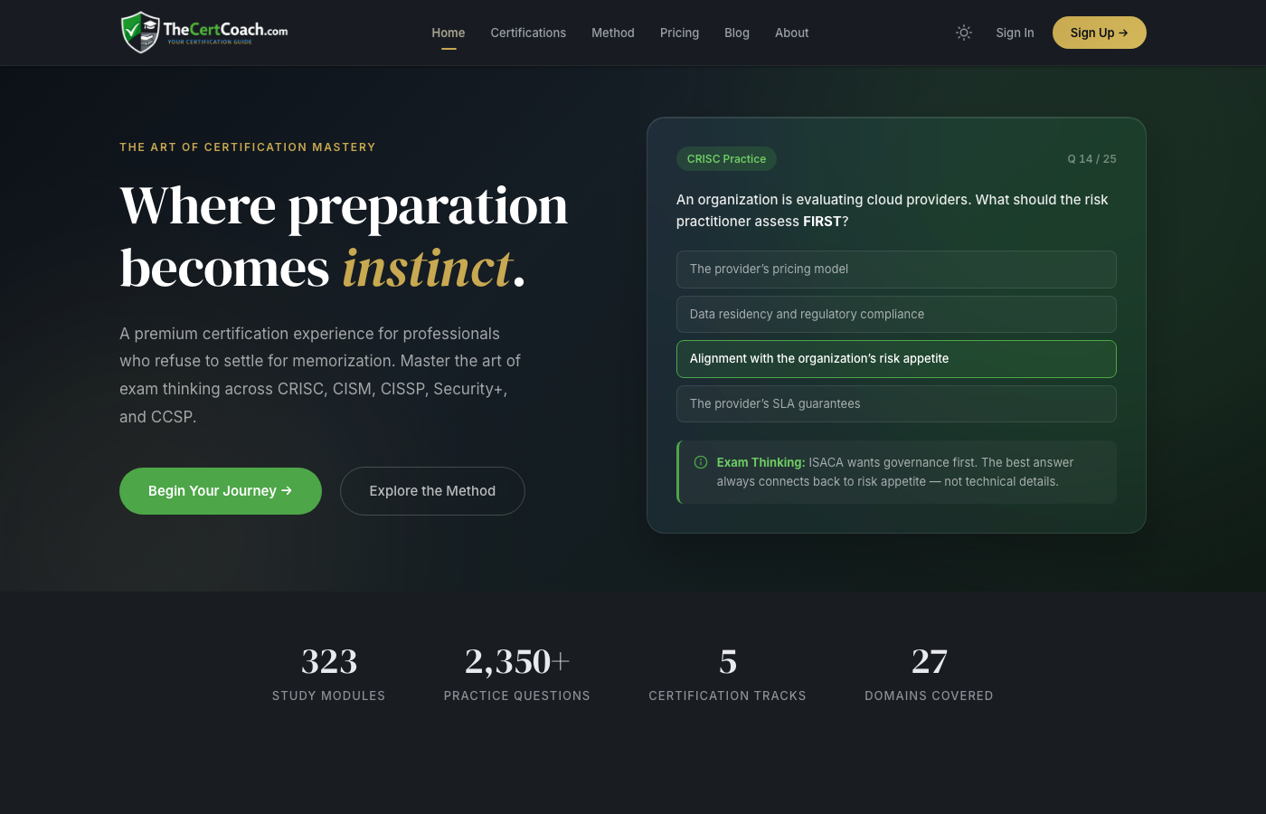 TheCertCoach — Certification prep platform
